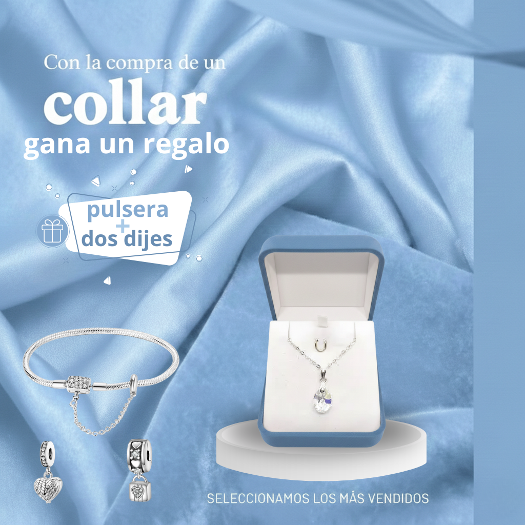 Collar de Plata 925 + Pulsera y dos dijes (Promoción exclusiva)