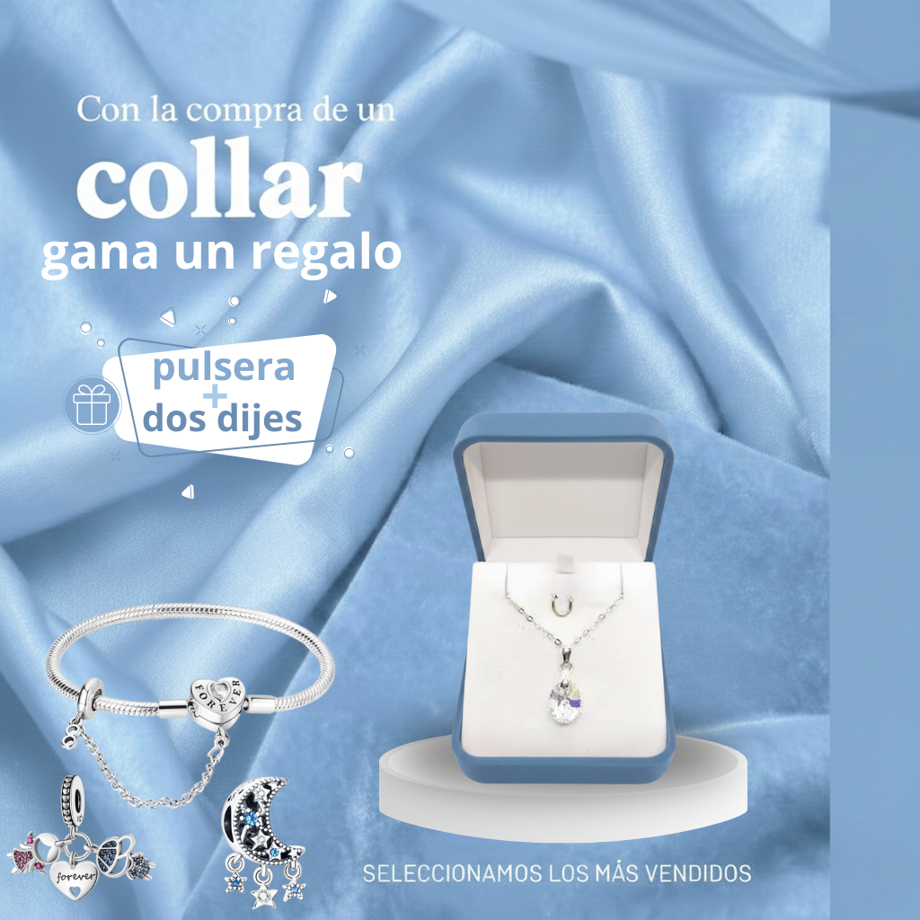Collar de Plata 925 + Pulsera y dos dijes (Promoción exclusiva)