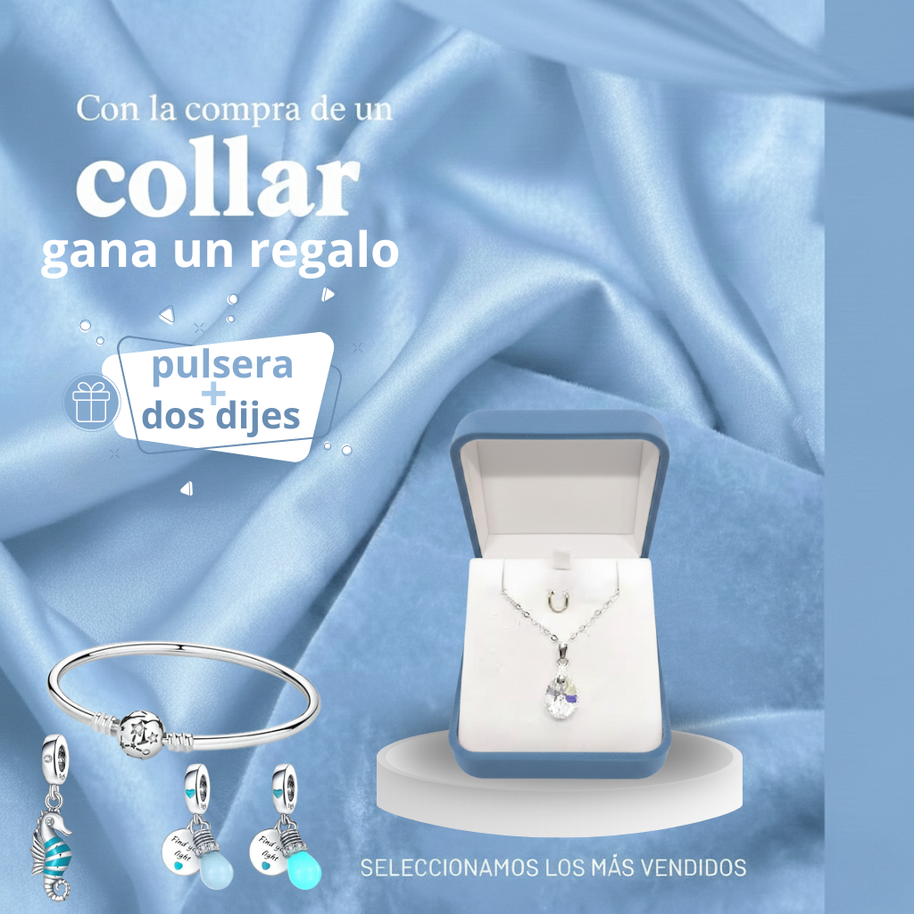 Collar de Plata 925 + Pulsera y dos dijes (Promoción exclusiva)